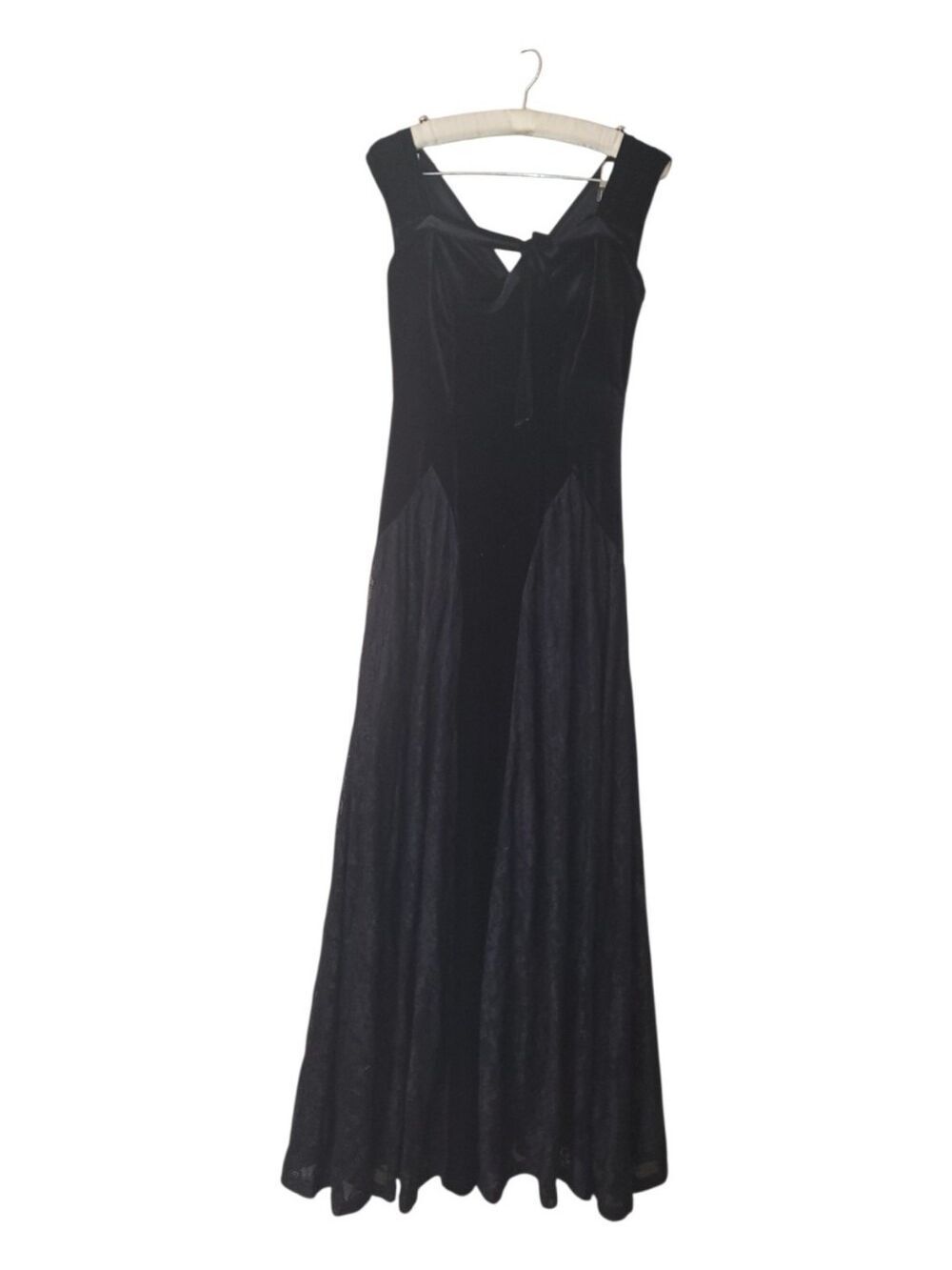 Vfshow Whimsigoth Long Black Velvet And Lace Dress XS